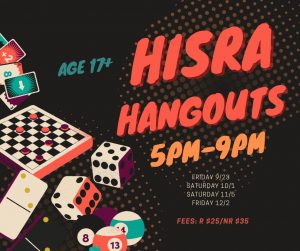 HISRA Hangouts (Age 17+) @ HISRA